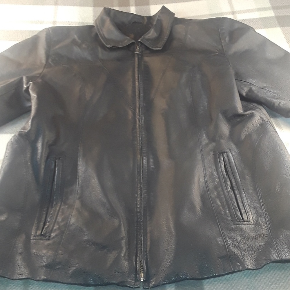 Marc Mattis Black Leather Zip up Jacket Sz. Medium
